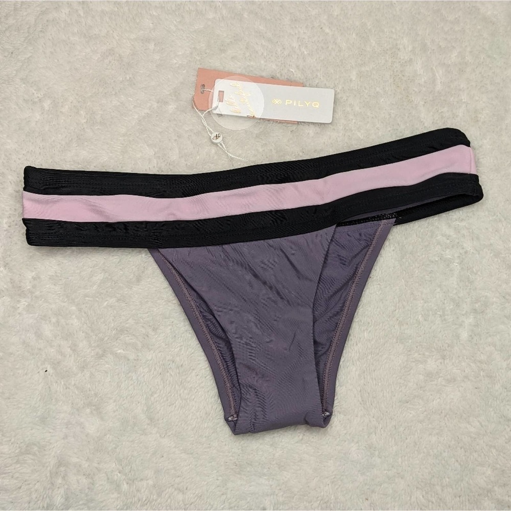 PilyQ Amethyst Banded Color Block Teeny Bikini Bottom